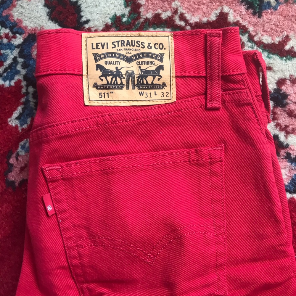 Levi’s 511 red denim skinny jeans